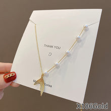 Load image into Gallery viewer, Fasion Women Vintage Titanium Steel Necklace Pearl Pendant Clavicle Chain Jewelry Accessories Gift
