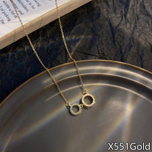 Load image into Gallery viewer, Fasion Women Vintage Titanium Steel Necklace Pearl Pendant Clavicle Chain Jewelry Accessories Gift
