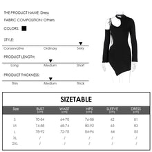 Load image into Gallery viewer, Long Sleeve Sexy Waist Side Hollow Solid Color Unilateral Suspender Dress Cutout Round Neck Short Dress
