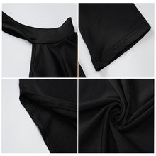 Load image into Gallery viewer, Long Sleeve Sexy Waist Side Hollow Solid Color Unilateral Suspender Dress Cutout Round Neck Short Dress
