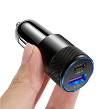 Load image into Gallery viewer, 3.1A 15W USB+PD Metal Car Charger Aluminum Alloy Car Charger Mobile Phone Car Charger
