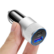 Load image into Gallery viewer, 3.1A 15W USB+PD Metal Car Charger Aluminum Alloy Car Charger Mobile Phone Car Charger
