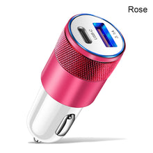 Load image into Gallery viewer, 3.1A 15W USB+PD Metal Car Charger Aluminum Alloy Car Charger Mobile Phone Car Charger
