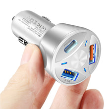 Load image into Gallery viewer, Three-port Qc3.0 Usb+type-c Fast Charging Car Charging Flash Charging Multi-port Car Fast Charging Head Cigarette Lighter
