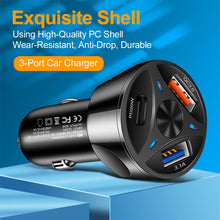 Load image into Gallery viewer, Three-port Qc3.0 Usb+type-c Fast Charging Car Charging Flash Charging Multi-port Car Fast Charging Head Cigarette Lighter
