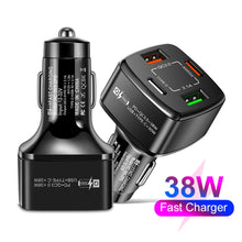 Load image into Gallery viewer, PD+type-c Qc3.0 18w Usb Fast Car Charger Car Charger One Drag Four Flash Car Charger

