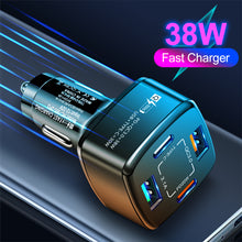 Load image into Gallery viewer, PD+type-c Qc3.0 18w Usb Fast Car Charger Car Charger One Drag Four Flash Car Charger
