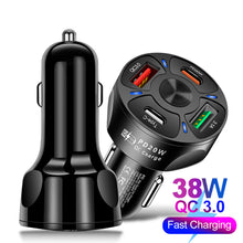 Load image into Gallery viewer, PD +Type-c Car Charger QC3.0 USB 3.1A Fast Charge Car Charger Car Charger One for Four Multi-Port Car Charger

