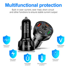 Load image into Gallery viewer, PD +Type-c Car Charger QC3.0 USB 3.1A Fast Charge Car Charger Car Charger One for Four Multi-Port Car Charger
