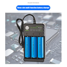 Load image into Gallery viewer, 18650 Lithium Battery Charger 3 Slots Usb Charging Stand 3 Sections Li-ion Amplifier 3.7v4.2v Independent Charging
