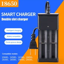 Load image into Gallery viewer, 18650 Charger Double Slot 3.7v Lithium Battery Lighting Lamp Miner's Lamp 2 Battery Charging 220v Flat Plug Direct Charging
