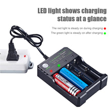 Load image into Gallery viewer, 18650 Lithium Battery AC Charger 4-slot Loudspeaker Locator 3.7V 4.2V AC Direct Charge
