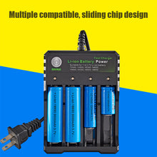 Load image into Gallery viewer, 18650 Lithium Battery AC Charger 4-slot Loudspeaker Locator 3.7V 4.2V AC Direct Charge
