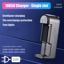 Load image into Gallery viewer, 18650 Charger Single Slot 220v In-line Power Supply Strong Light Flashlight Lighting 3.7v Lithium Battery Single Charge
