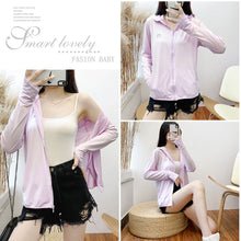 Load image into Gallery viewer, Summer Women Thin Sunscreen Coat Shirt UV Proof Quick Dry Thin UPF50+ Ice Silk Outwear Hooded Cycling Driving Beach Clothes
