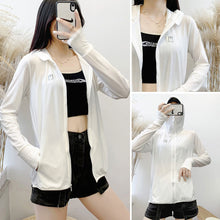 Load image into Gallery viewer, Summer Women Thin Sunscreen Coat Shirt UV Proof Quick Dry Thin UPF50+ Ice Silk Outwear Hooded Cycling Driving Beach Clothes
