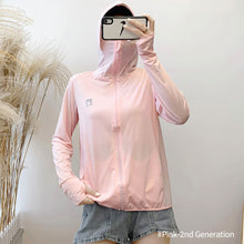 Load image into Gallery viewer, Summer Women Thin Sunscreen Coat Shirt UV Proof Quick Dry Thin UPF50+ Ice Silk Outwear Hooded Cycling Driving Beach Clothes
