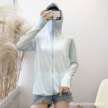 Load image into Gallery viewer, Summer Women Thin Sunscreen Coat Shirt UV Proof Quick Dry Thin UPF50+ Ice Silk Outwear Hooded Cycling Driving Beach Clothes
