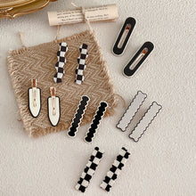 Load image into Gallery viewer, Women Retro Elegant Black White Checkerboard Geometric Acrylic Hairpins Side Hair Clips Barrettes Fashion Hair Accessories

