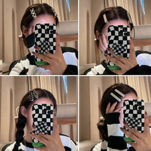Load image into Gallery viewer, Women Retro Elegant Black White Checkerboard Geometric Acrylic Hairpins Side Hair Clips Barrettes Fashion Hair Accessories
