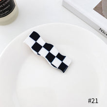 Load image into Gallery viewer, Women Retro Elegant Black White Checkerboard Geometric Acrylic Hairpins Side Hair Clips Barrettes Fashion Hair Accessories
