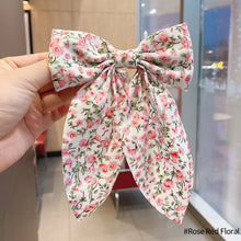 Load image into Gallery viewer, Polka Dot Floral Print Hair Clips Girls Daisy Bow Hairpin Pastoral Retro Style Barrettes Big Bowknot Hairpin Hair Accessories
