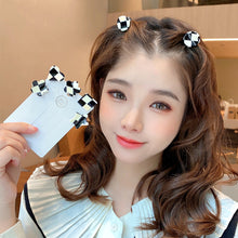 Load image into Gallery viewer, Chic Black And White Checkerboard Small Catch Clip Hair Clip Color Hair Claw Bangs Clip Broken Hair Edge Clip Hairpin
