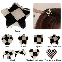 Load image into Gallery viewer, Chic Black And White Checkerboard Small Catch Clip Hair Clip Color Hair Claw Bangs Clip Broken Hair Edge Clip Hairpin
