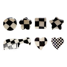 Load image into Gallery viewer, Chic Black And White Checkerboard Small Catch Clip Hair Clip Color Hair Claw Bangs Clip Broken Hair Edge Clip Hairpin
