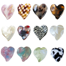 Load image into Gallery viewer, Retro Acetate Heart Shape Small Catch Clip Color Hair Claw Bangs Clip Broken Hair Edge Clip Hairpin

