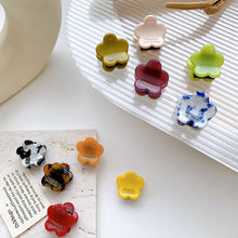 Load image into Gallery viewer, Chic Acetate Flower Shape Small Catch Clip Color Hair Claw Bangs Clip Broken Hair Edge Clip Hairpin
