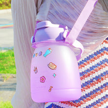 Load image into Gallery viewer, 1300ml Large Capacity Outdoor Sports Water Bottle With Straw Strap Random Sticker For Girls Children Portable Drinking Bottle Phone Bracket
