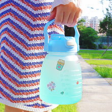 Load image into Gallery viewer, 1300ml Large Capacity Outdoor Sports Water Bottle With Straw Strap Random Sticker For Girls Children Portable Drinking Bottle Phone Bracket
