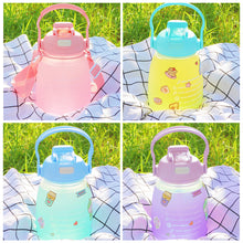 Load image into Gallery viewer, 1300ml Large Capacity Outdoor Sports Water Bottle With Straw Strap Random Sticker For Girls Children Portable Drinking Bottle Phone Bracket
