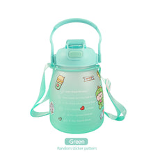 Load image into Gallery viewer, 1300ml Large Capacity Outdoor Sports Water Bottle With Straw Strap Random Sticker For Girls Children Portable Drinking Bottle Phone Bracket
