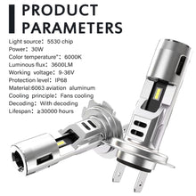 Load image into Gallery viewer, Pair Mini H7 LED Headlight Bulb LED Lamps Car Headlamp Auto Fog Lights 6000K White Car Lights 12V/24V
