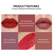Load image into Gallery viewer, 15Color Lipstick Lip Makeup Sexy Woman Velvet Matte Lipgross Tint for Lips Long Lasting Waterproof Non-stick Cup Lip Cosmetics
