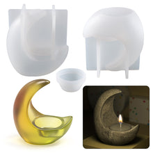 Load image into Gallery viewer, 3D Moon Shape Silicone Mold for Handmade Desktop Decoration Gypsum Epoxy Resin Candlestick Silicone Mould
