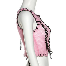 Load image into Gallery viewer, Contrast Color Summer Sexy Slim Fit Short Cropped Navel Tank Top Knitted Vest Women T-shirt
