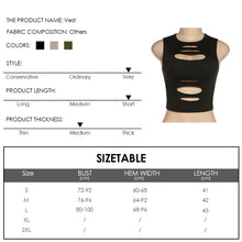 Load image into Gallery viewer, Women Fashion Tight Sexy Sleeveless Hollow T-shirt Slim Fit Solid Color Tank Top Cutout Summer Vest Crop Top
