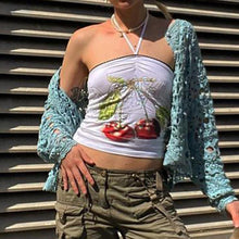 Load image into Gallery viewer, Age-reducing Cherry Print Halterneck Tank Top Vest Women Girls Outer Wear Sexy Hot Tube Tops
