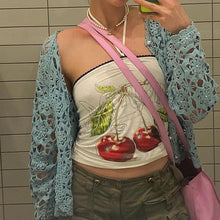 Load image into Gallery viewer, Age-reducing Cherry Print Halterneck Tank Top Vest Women Girls Outer Wear Sexy Hot Tube Tops
