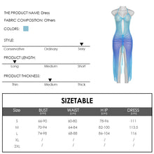 Load image into Gallery viewer, Summer New Ins Style Women Halterneck One-piece Gradient Color Sexy Low-cut Hollowed-out Slim Fit See-through Long Dress
