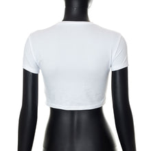 Load image into Gallery viewer, Round Neck T-shirt Pullover Crop Top Casual Women Short Sleeve Printing Navel Tank Top Graphic Print Slim Shirt
