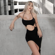 Load image into Gallery viewer, New Fashion Sexy Backless Cutout Slim Fit Dress Halterneck Crop Top Outer Wear Two-piece Long Dress
