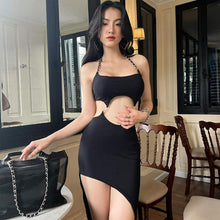 Load image into Gallery viewer, New Fashion Sexy Backless Cutout Slim Fit Dress Halterneck Crop Top Outer Wear Two-piece Long Dress
