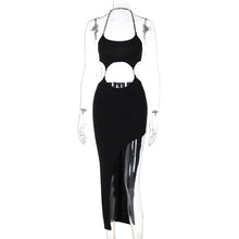 Load image into Gallery viewer, New Fashion Sexy Backless Cutout Slim Fit Dress Halterneck Crop Top Outer Wear Two-piece Long Dress
