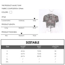 Load image into Gallery viewer, Striped Print Short Sleeve T-shirt Round Neck Tie-up Crop Tops Sexy Slim Girls Fashion Shirts
