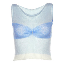 Load image into Gallery viewer, Summer See-through Sleeveless Loose Shirt Women Knitted Tops Fashion Contrast Color Round Neck Slim Vest
