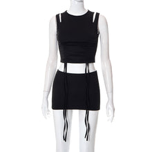 Load image into Gallery viewer, Sexy Women Two-piece Slim Tight Sleeveless Tube Crop Top Navel Smocked Vest + Slim Skirt Casual Solid Color Suit
